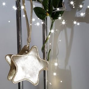 NEW⭐Gold Leather Mini Star Wristlet Change Bag/Wallet/Coin Pouch